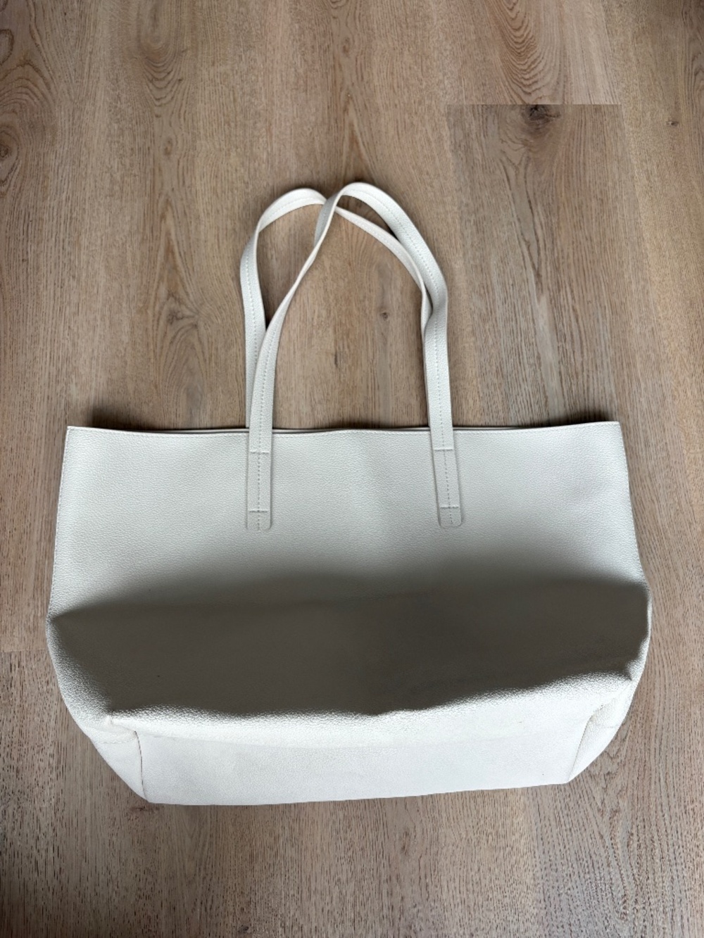 Indigo White Faux Leather Tote Bag
